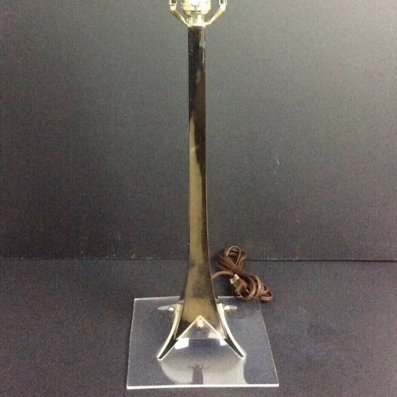 Vintage Chrome & Lucite Table Lamp With Harp 27 inches Tall 1970s 80s - Picture 1 of 7